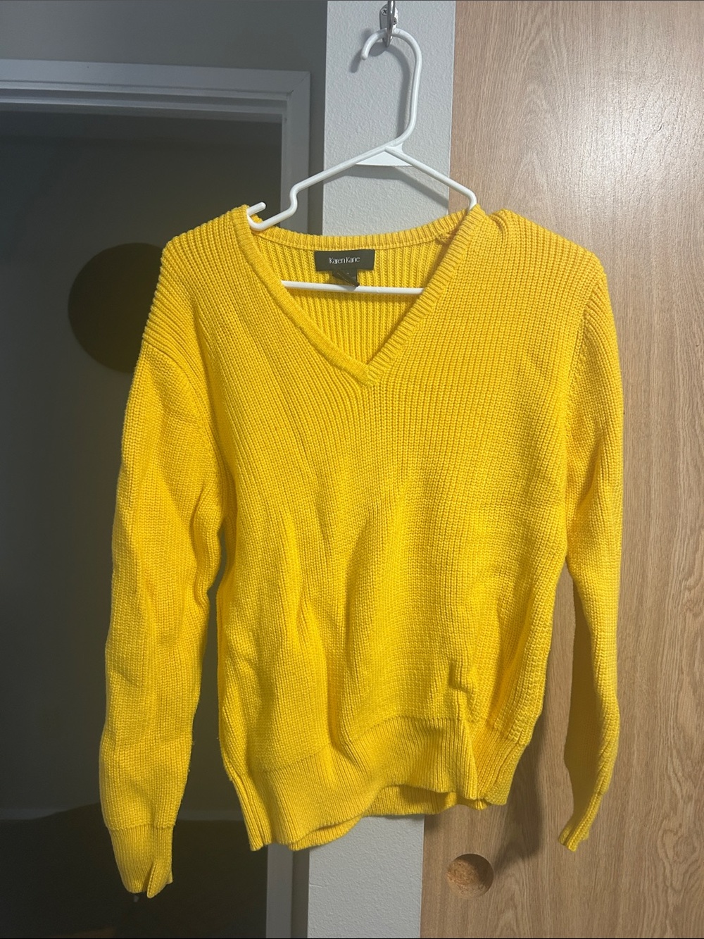 Karen Kane Sunny Yellow Ribbed V-Neck Sweater